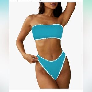 Zaful Teal Bandeau Bikini Set